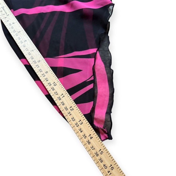 Y2K Forever 21 Chiffon Pink and Black Zebra Stripes Black Elastic Waist Size L - Picture 7 of 7